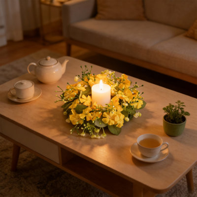 Printemps et été, guirlandes de fleurs artificielles, mini-bougie de mariage floral, couronne de mariage, centre de table, décoration de porte de fête