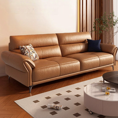 Brown Genuine Leather Standard Sofa cushion Loveseat
