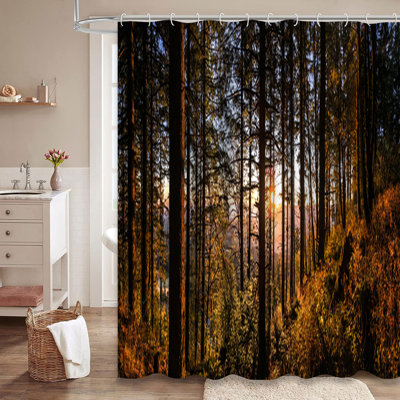Oregon Forest Mountain Valley State Park Shower Curtain with 12 Hooks