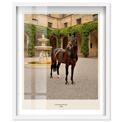 «Country Estate Shadowbox Print Americana» par Notoriart, cadre en chêne naturel, H 25 po x l 21 po