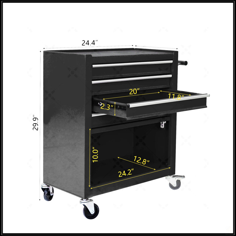 Armoire à outils 4 tiroirs avec ensembles d'outils, Noir