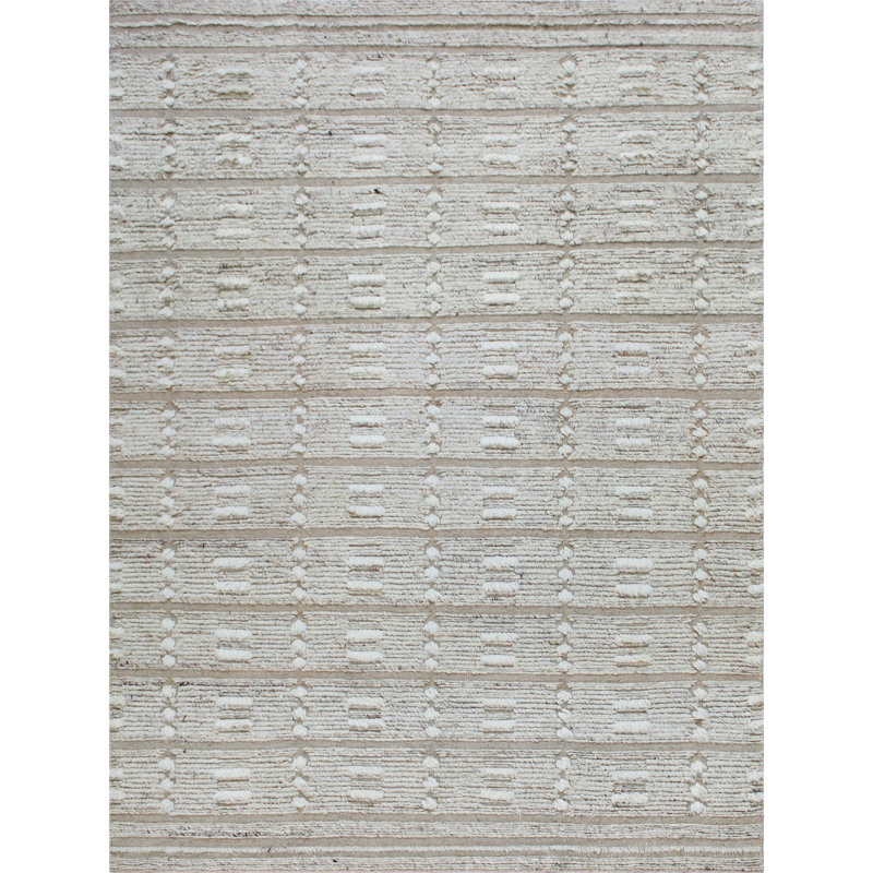 Hand Knotted Wool Geometric Area Rug in Sand, Rectangle 8' x 10'