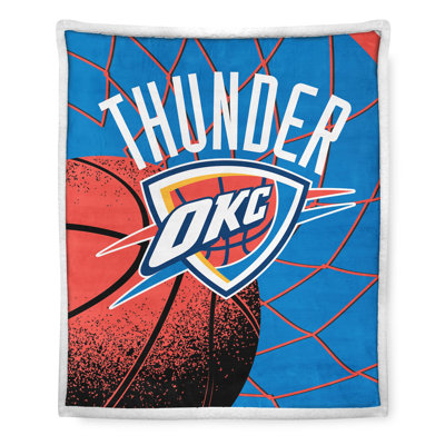 NBA OKLAHOMA CITY THUNDER Officially Licensed Throw Blanket 50" x 60" with Faux Shearling Reverse