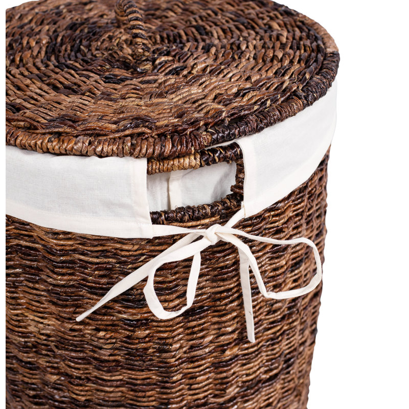 Espresso Wicker Upright Hamper with Lid and Liner