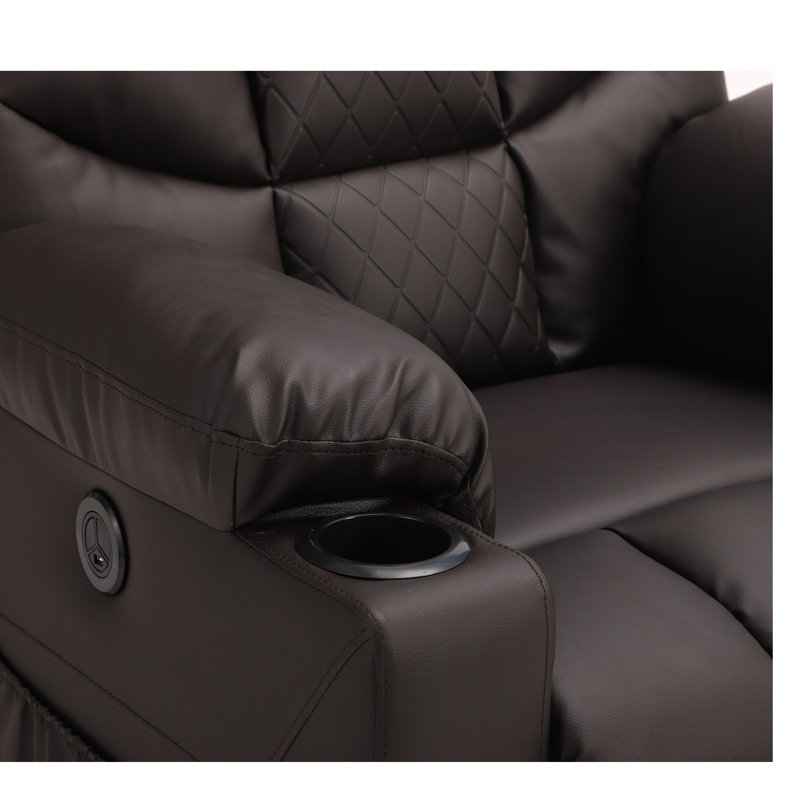 Fauteuil de massage inclinable chauffant en similicuir, Similicuir brun foncé
