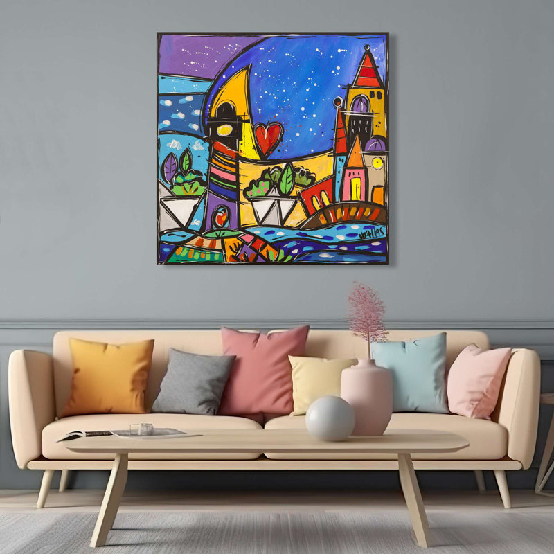 Against The Moon by Wallas - Wrapped Canvas Print, 50cm H x 50cm W x 4cm D