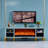 Blue Solid Wood TV Cabinet Fireplace