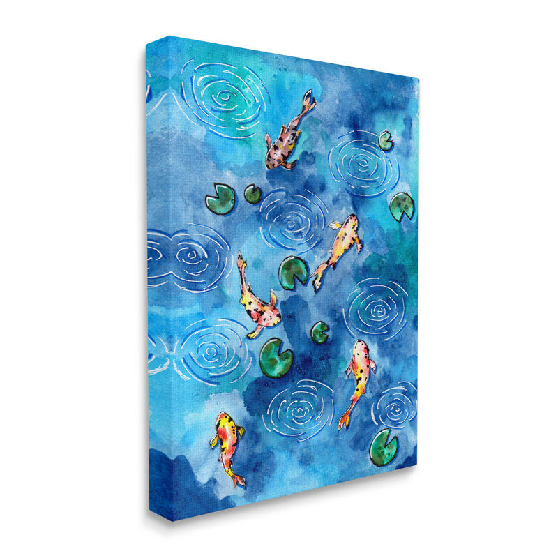 Large Blue and Green Koi Fish Canvas Wall Art