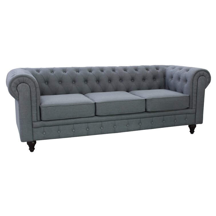 Mayview 88 Linen Round Arm Sofa House of Hampton Upholstery: Grey