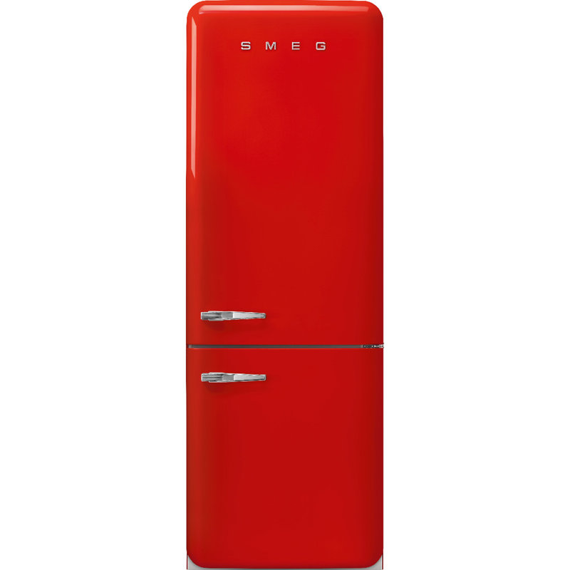 SMEG Réfrigérateur à congélateur inférieur 27,8 po Energy Star 16,26 pi. Cu., Rouge, Gaucher