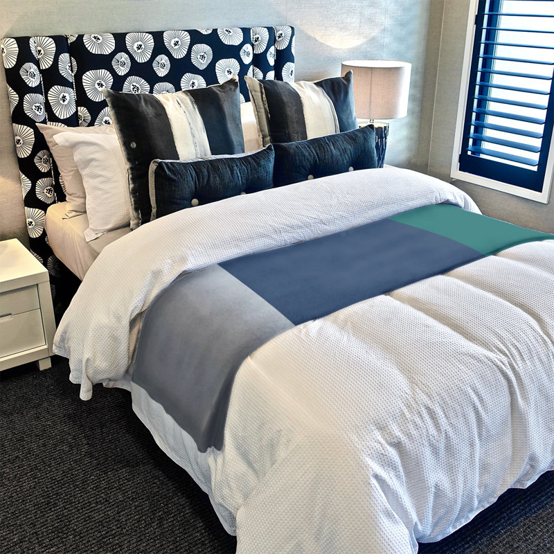 Quilted Throw Blanket, Seattle, 30" W x 40" L, Metallic Silver/Navy Blue/Green