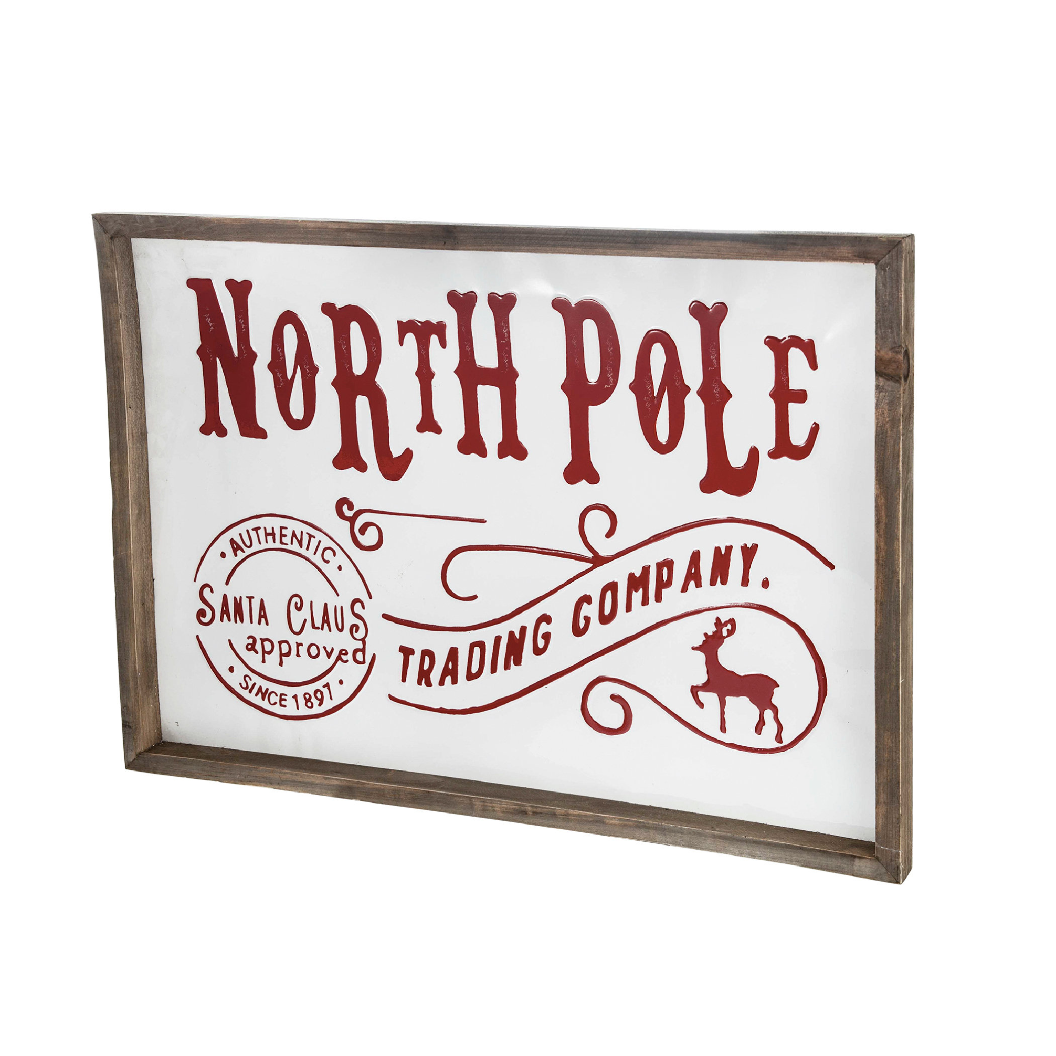 The Holiday Aisle® Iron/Wood North Pole Trading Company Wall Sign ...