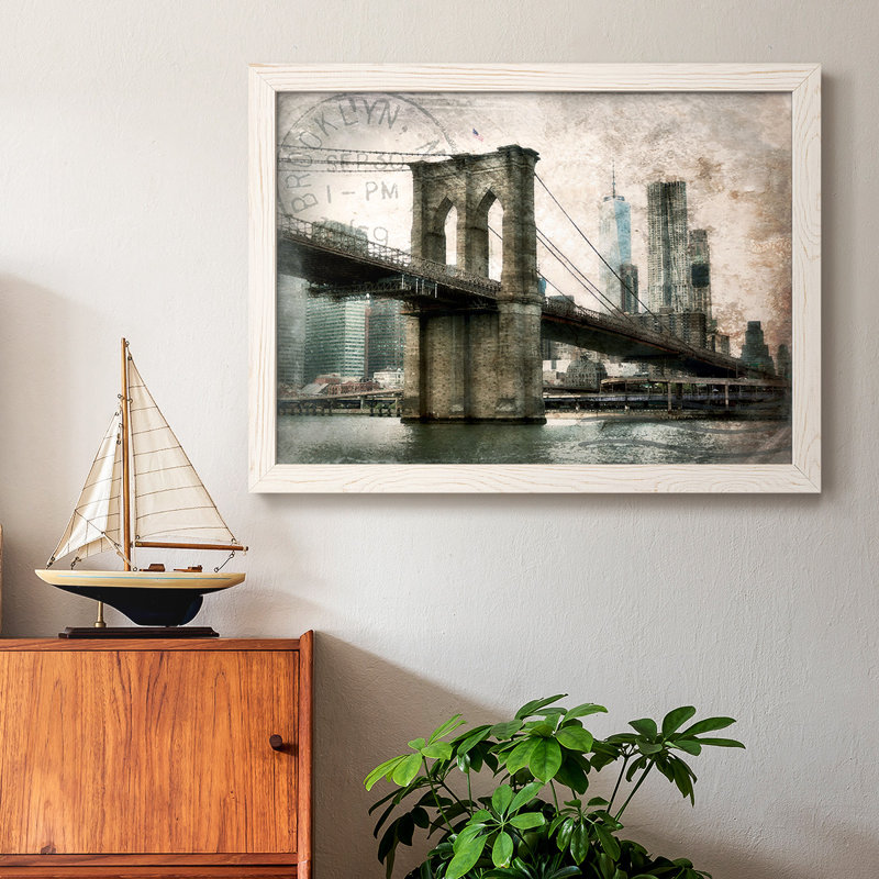 Ny Brooklyn Bridge, reproduction d'art sur toile, Blanc, H 14 po x l 20 po x P 1,5 po