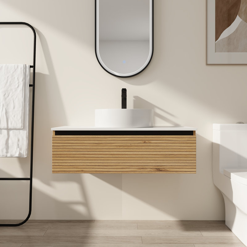 Meuble-lavabo mural 36 po avec lavabo en céramique