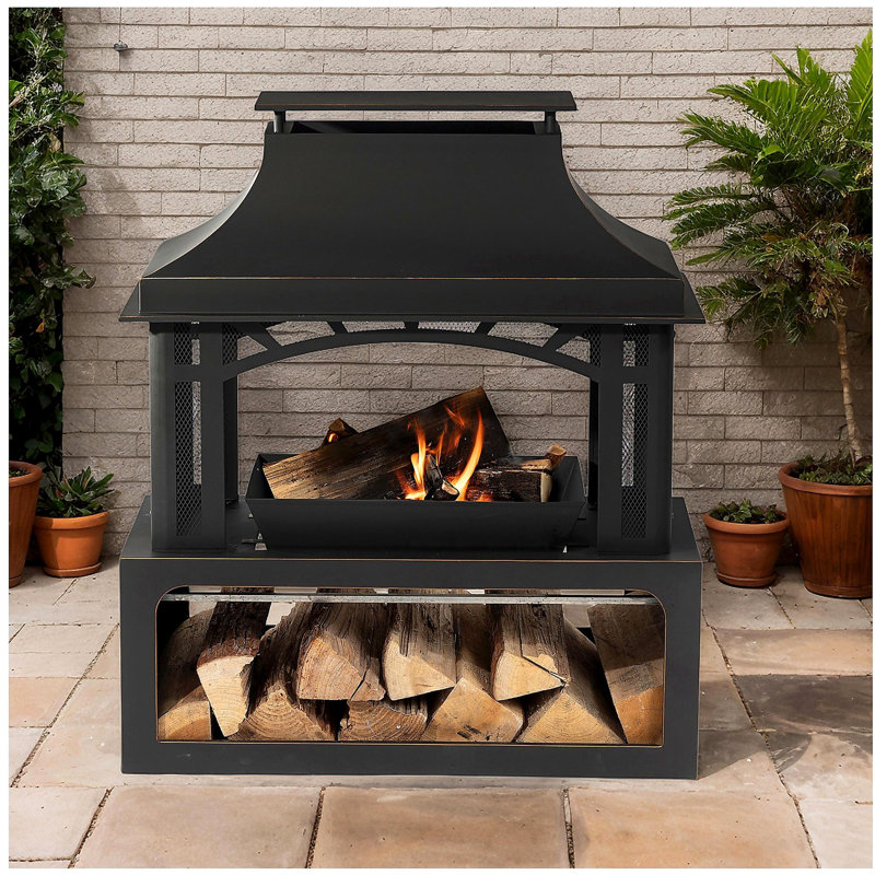 Steel Outdoor Fireplace Garden Wood Chimney