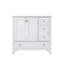 Meuble-lavabo blanc en bois massif de 36 po x H 34,1 po avec lavabo en céramique Cupc, charnières à fermeture en douceur et poignées en aluminium anodisé doré