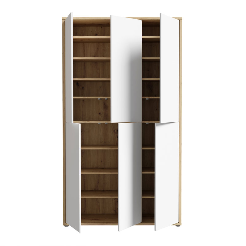 Rylon 24 Pair Shoe Storage Cabinet, Oak/Light Grey