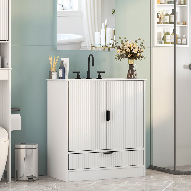 Meuble-lavabo simple 24 po avec comptoir en céramique 24 po, H 33 po x l 24 po x P 18 po