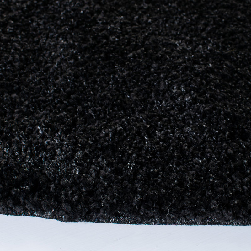 Tapis noir tissé à plat à la main Angeliya, Rond 8 pi
