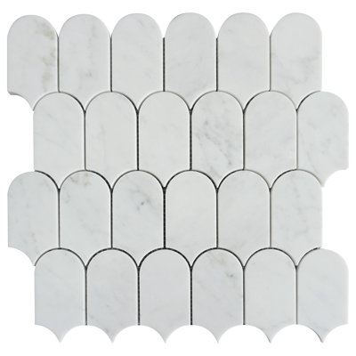 Moonlit Arches 12.11 in. x 12.11 in. Picket Polished Marble Mosaic Tile