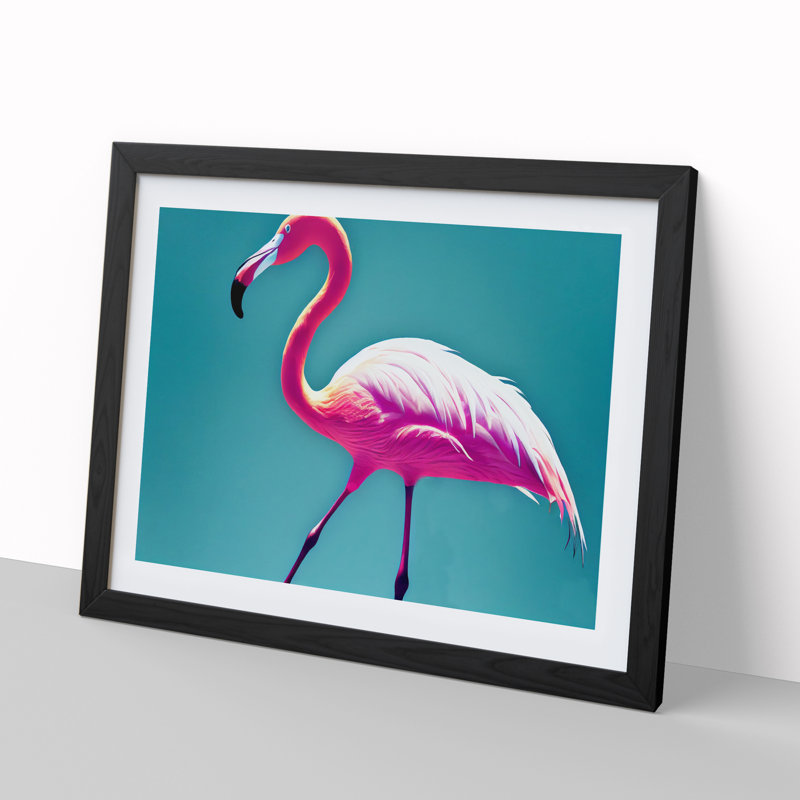 Resplendent Flamingo - Single Picture Frame Painting, Black Framed, 25cm H x 34cm W x 2cm D