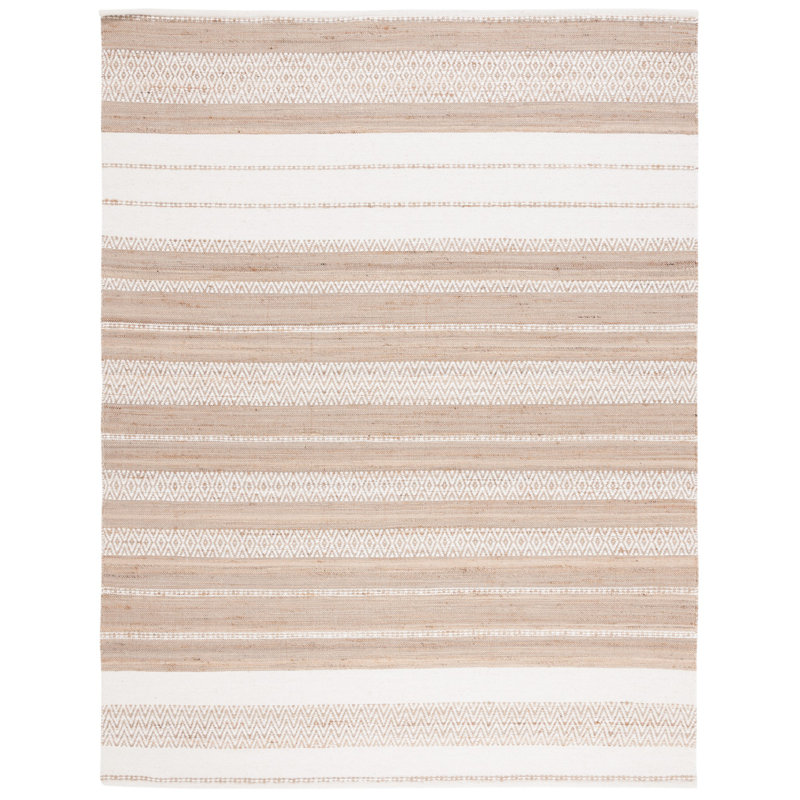 Jekia Hand Woven Jute, Wool Striped Rug, Rectangle 8' x 10'