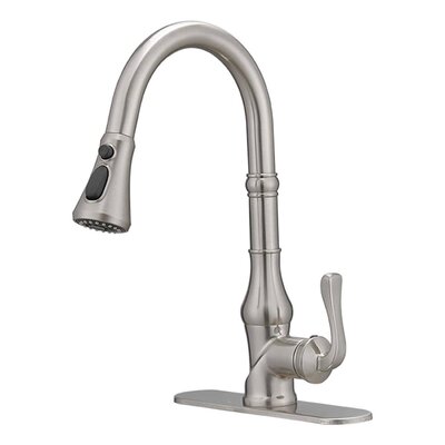 Pull Down Kitchen Faucet Single Handle Modern Kitchen Sink Faucets With Sprayer Brass Single Hole Mixer Taps With Valve And Deck Plate -  AWZTOO, AZ-CH-0070