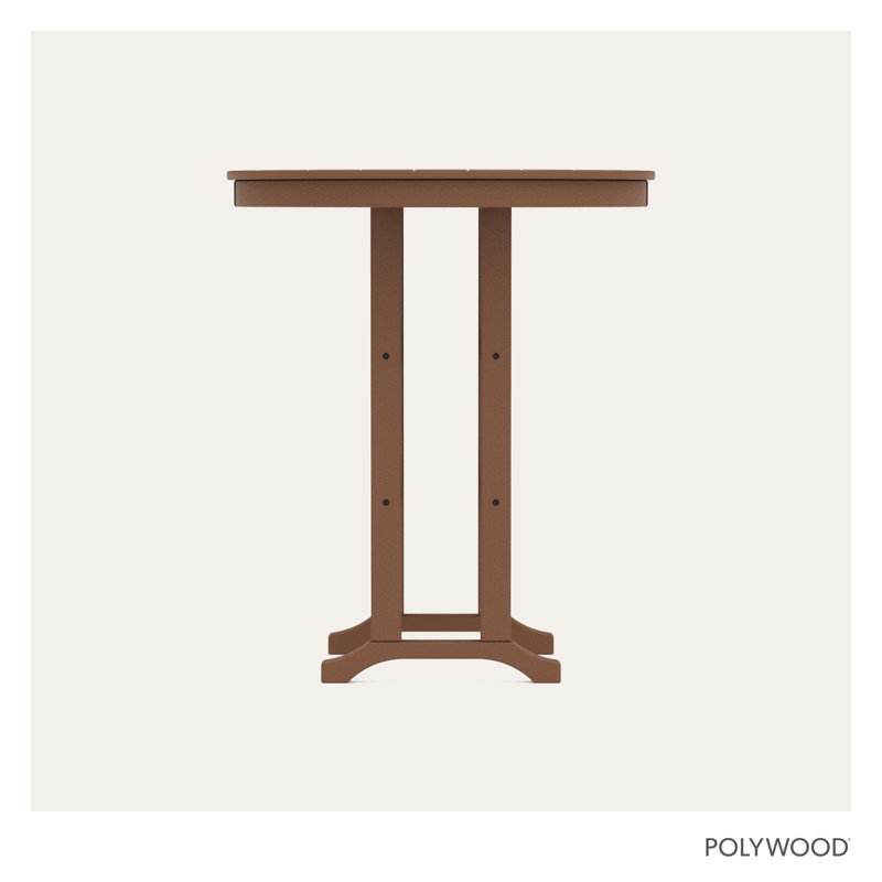 POLYWOOD Round Farmhouse Bar Table, Dark Teak, 36"