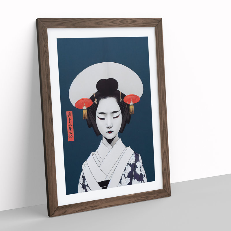 Brilliant Geisha - Single Picture Frame Print, 64cm H x 46cm W x 2cm D, Walnut