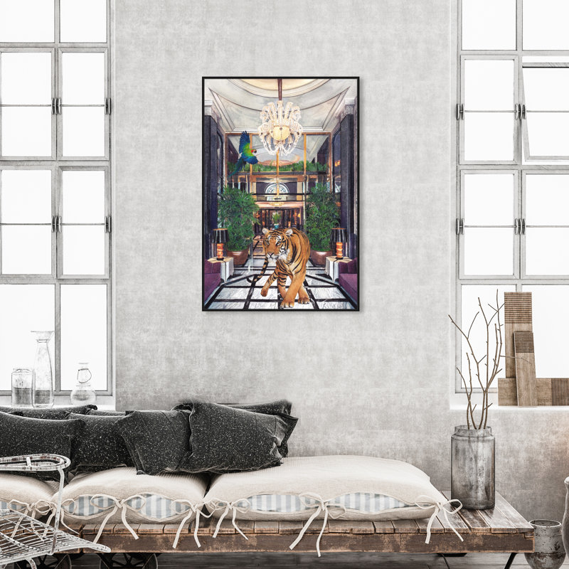 Peinture sur toile encadrée "Wild Couture - Floater", H 45 po x l 30 po, Cadre flottant noir