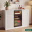 Armoire de bar avec mini réfrigérateur LAUSAINT ACCUEIL, armoire à vin moderne pour la maison, station de café avec support à vin et porte-verre, buffet de rangement pour la cuisine, le salon, l 55,1 po blanc-1121231345