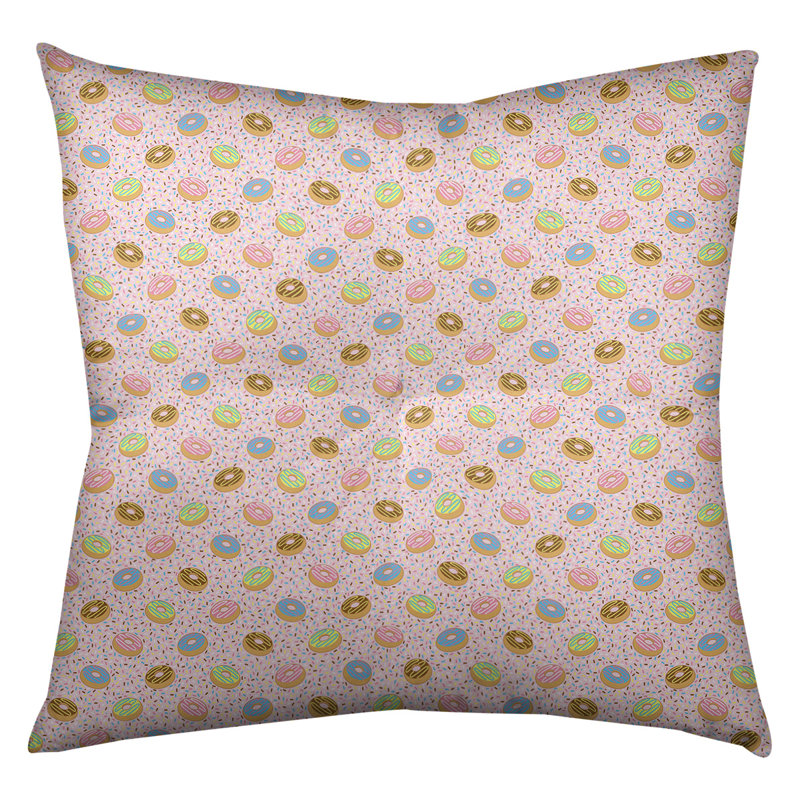 Coussin de sol Katelyn Elizabeth Donuts, 30 po x 30 po, Rose