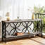 Console de style industriel à 2 niveaux avec grain de bois rétro et détails en métal noir, parfaite pour les espaces étroits et polyvalente