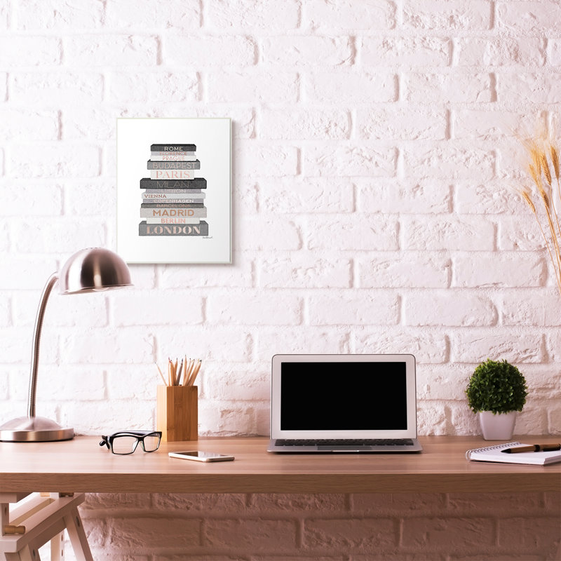 « mode motif gris noir bookstack », impression, Plaque de bois, H 19 po x l 13 po
