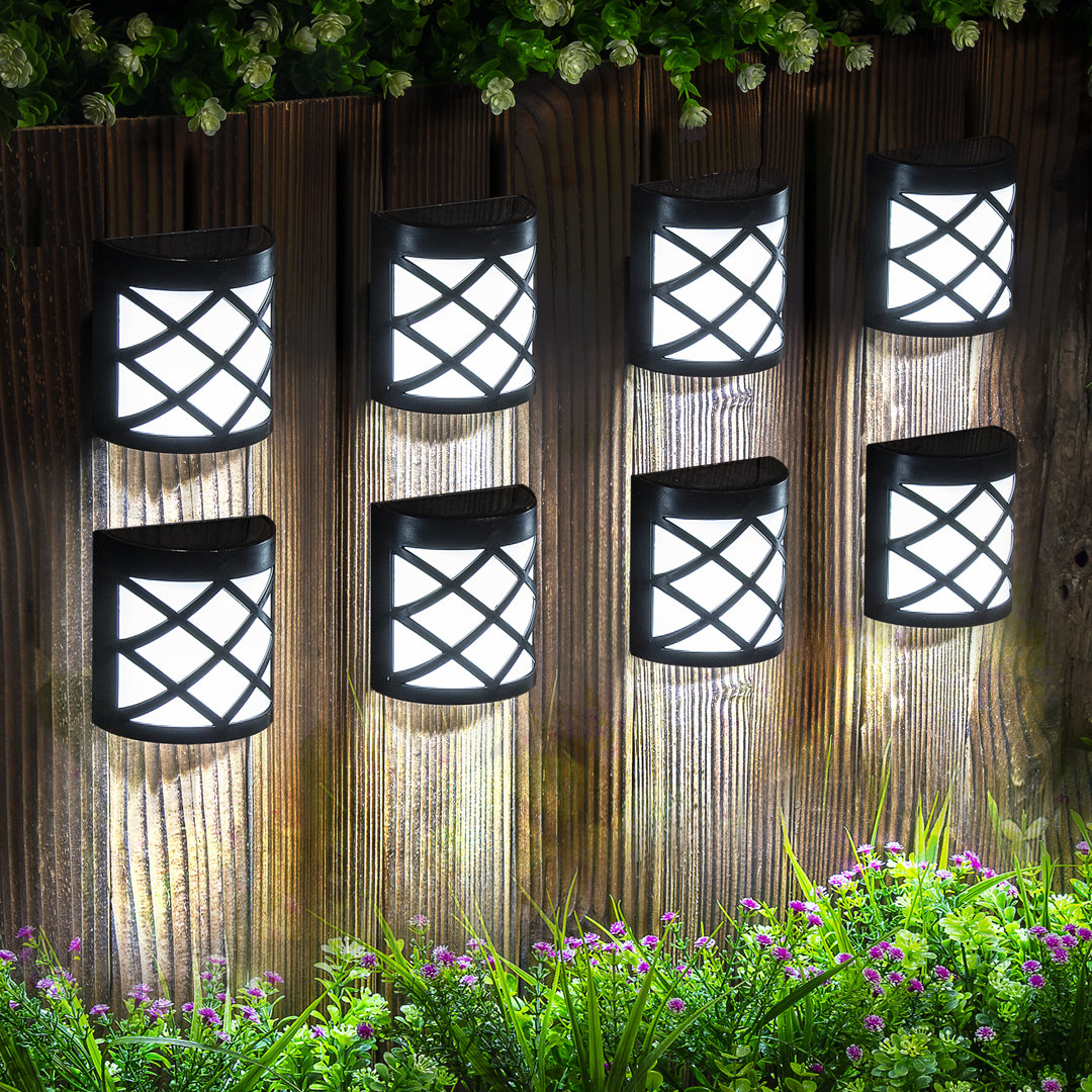 Solar Fence Lights, 8 Pack Solar Wall Lights, Waterproof 6 LED Deck Lights, Decorative Outdoor for Fence, Deck, Patio, Stairs, Yard, Pathway (Cold Wh