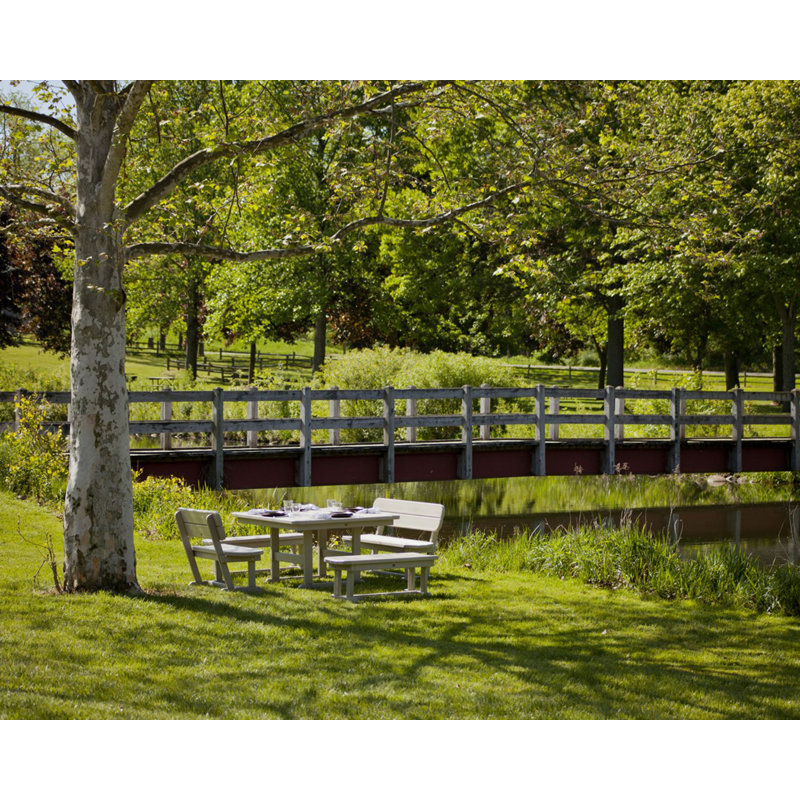 POLYWOOD Park 6 - Person Patio Dining Set with Square Table , Cushions Included, With, 48", Sand