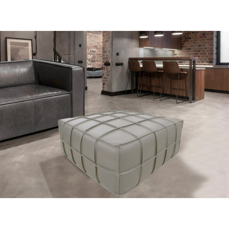 Pouf en cuir Lunarae, Gris