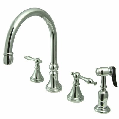 12"" Deck Mount Double Handle Widespread Kitchen Faucet with Metal Lever Handle -  Elements of Design, ES2791NLBS