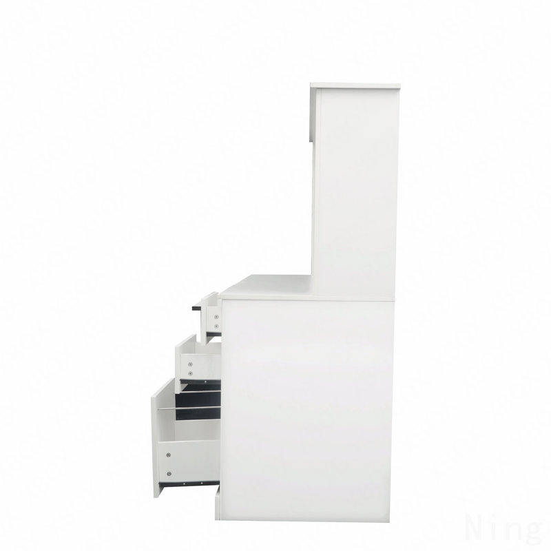 Home Office Computer Desk With Hutch, Antiqued White Finish