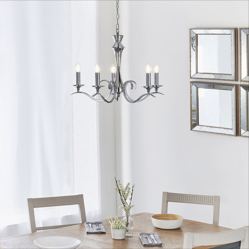 Barry 5 - Light Candle Style Chandelier, Polished Chrome
