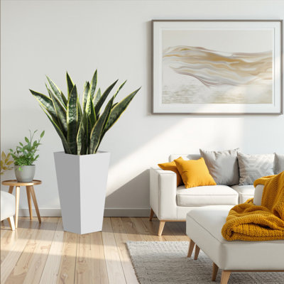  Grand pot de fleurs conique en métal - Grand pot de jardin d'intérieur et d'extérieur avec trou de drainage et bouchon en caoutchouc, bruni élégant pour la maison et le patio