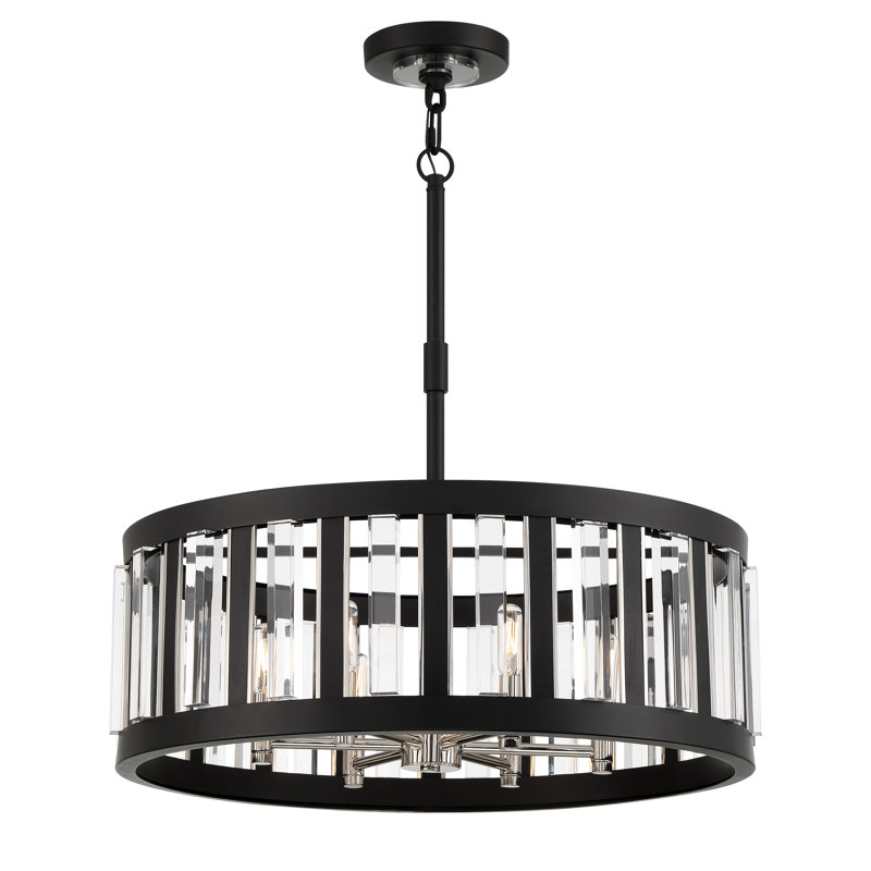 Luminaire suspendu tambour 6 lumières Cedriot, H 66,63 po x l 25,5 po x P 25,5 po