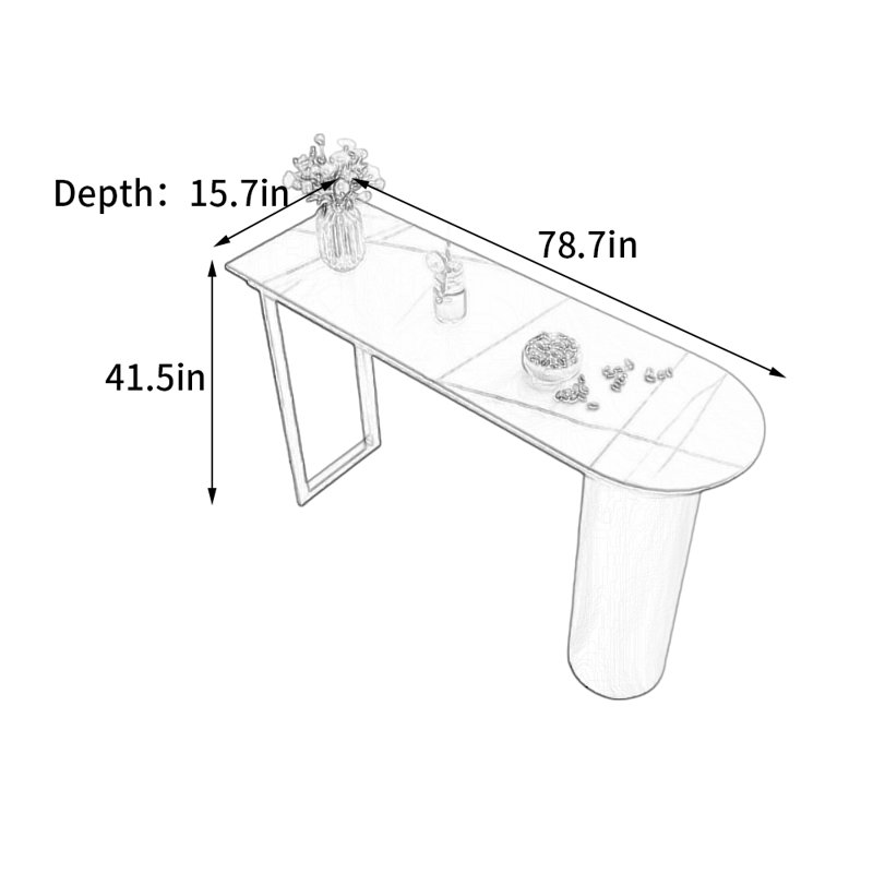Table de bar moderne et minimaliste, Blanc, Blanc, H 41,3 po x L 78,7 po x l 15,7 po