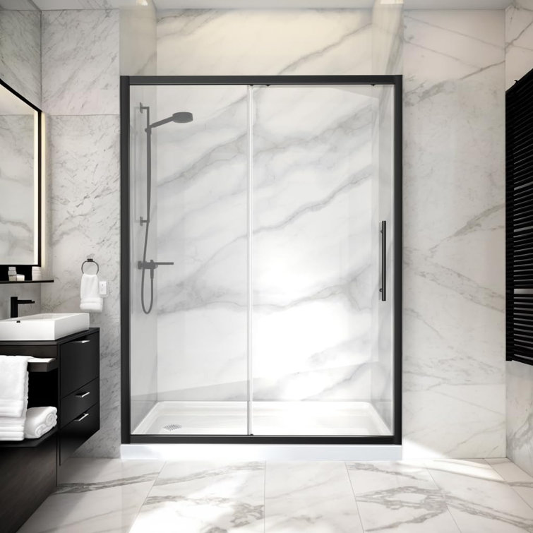44”- 48" W X 72" H Single Sliding Full Aluminum Frame Shower Door With 6mm Tempered Glass