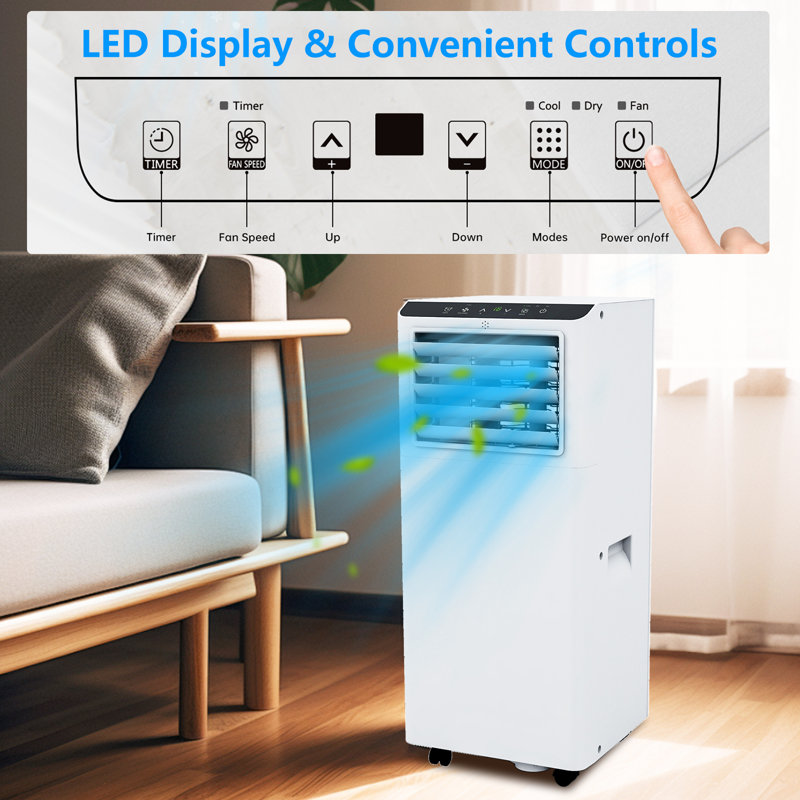 Climatiseur portatif 3-en-1 8 000 BTU, refroidissement, déshumidificateur et ventilateur, ultra silencieux à moins de 50dB avec télécommande et minuterie, ensemble de fenêtre inclus pour la chambre à coucher, le bureau et le dortoir