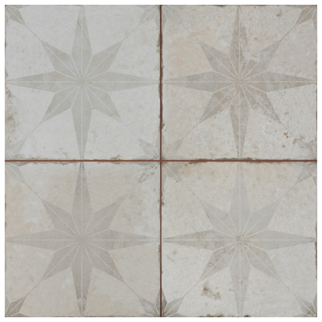 Kings 18" x 18" Ceramic Patterned Wall & Floor Tile Merola Tile Color: Off White