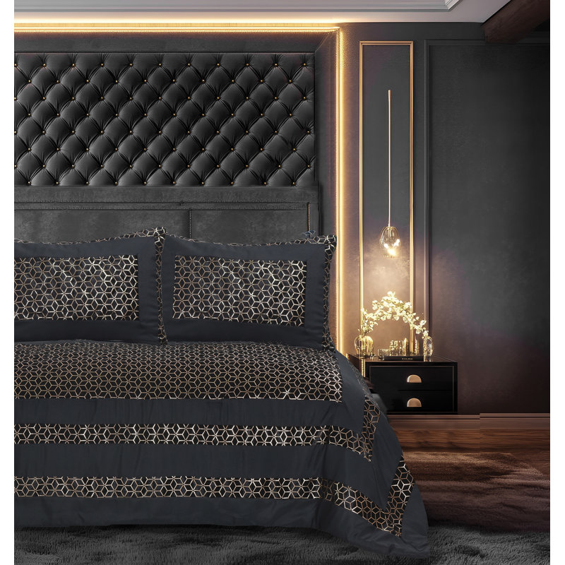 235X235 Sephora Bedspread Set, Black