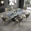 Simple Blue Microlite Rectangular Dining Table Set-103979451