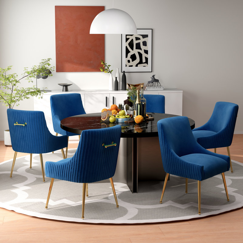 Chaise de salle à manger Baudel, Bleu marine