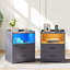 2 Drawer Bedside Table with Charging Station and Human Sensor Light-1263879228